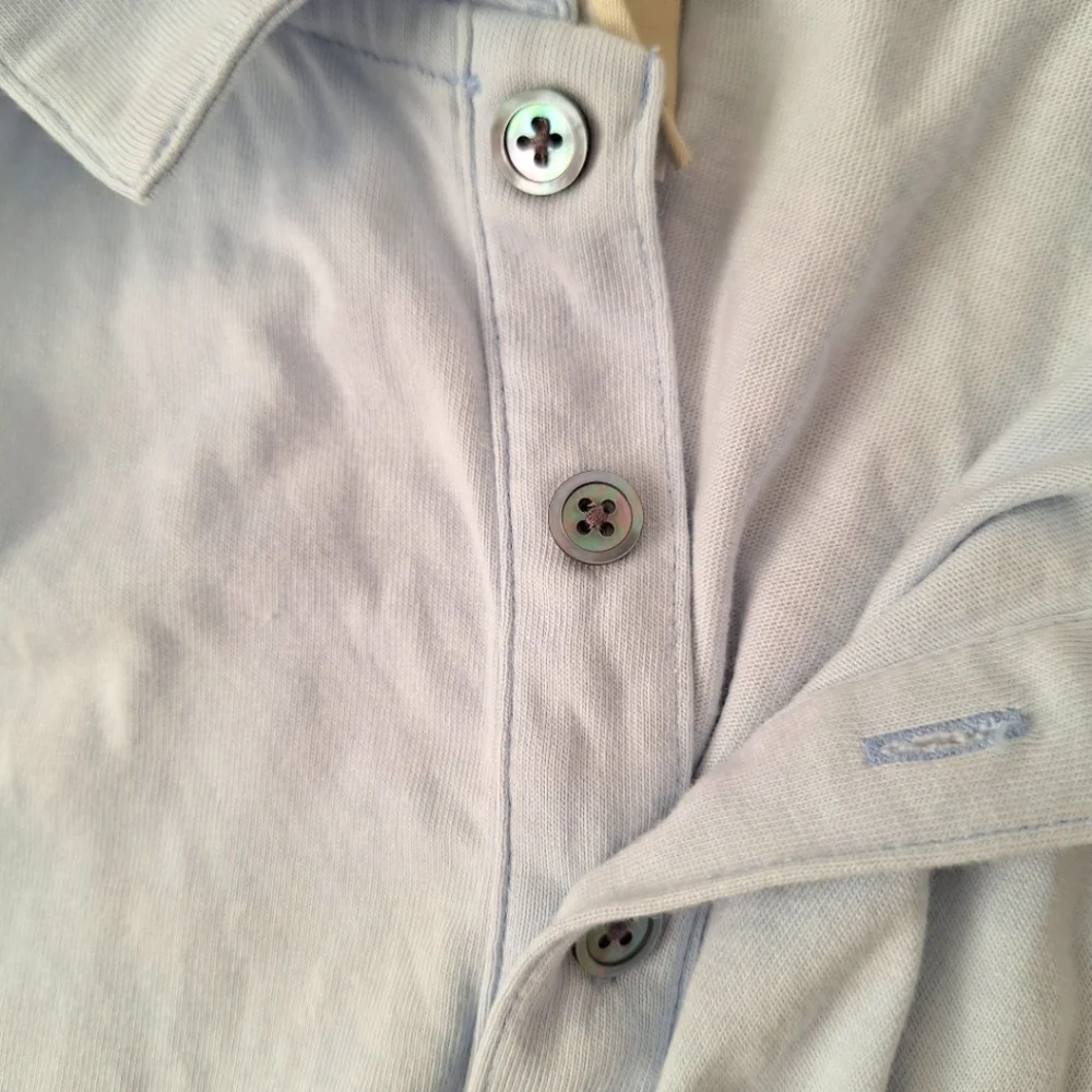 Banana Republic Polo Shirt Pima Cotton Short Sleeve Golf Powder Blue Mens L